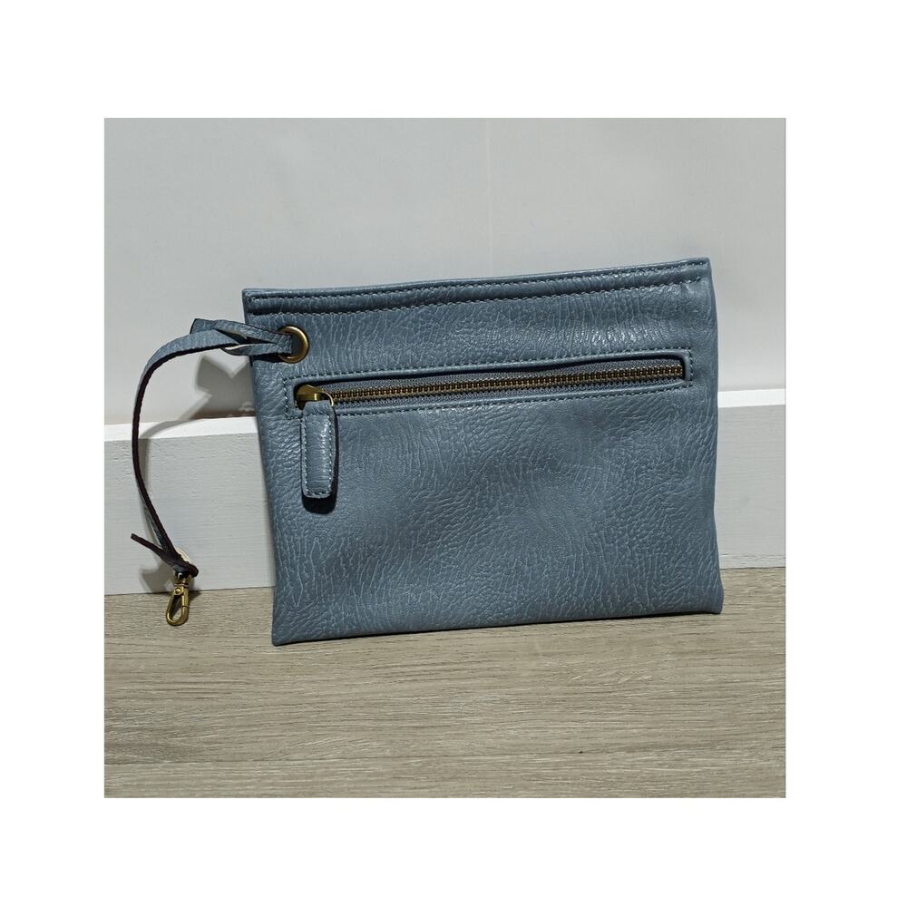 Street Level Blue/Gray Faux Leather Clutch Wristlet Wallet